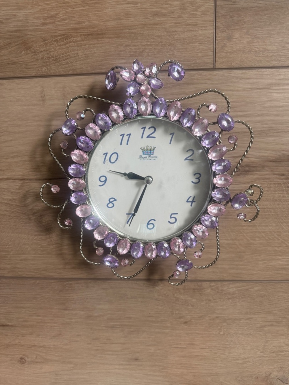 Crystal Accent Pink & Lavender Decorative Wall Clock